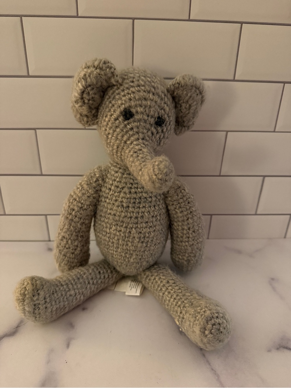 Pottery Barn Kids PBK Gray Knit Elephant Plush 12” Stuffed Animal 2016